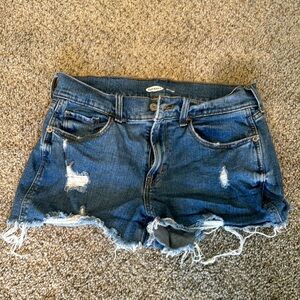 Distressed jean shorts